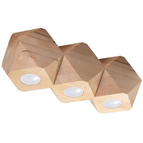 Regleta Mion 3 luces, madera natural