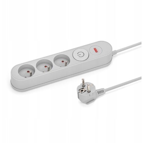 Regleta Montis MT137-3 con 3 enchufes, cable de 3 m, gris