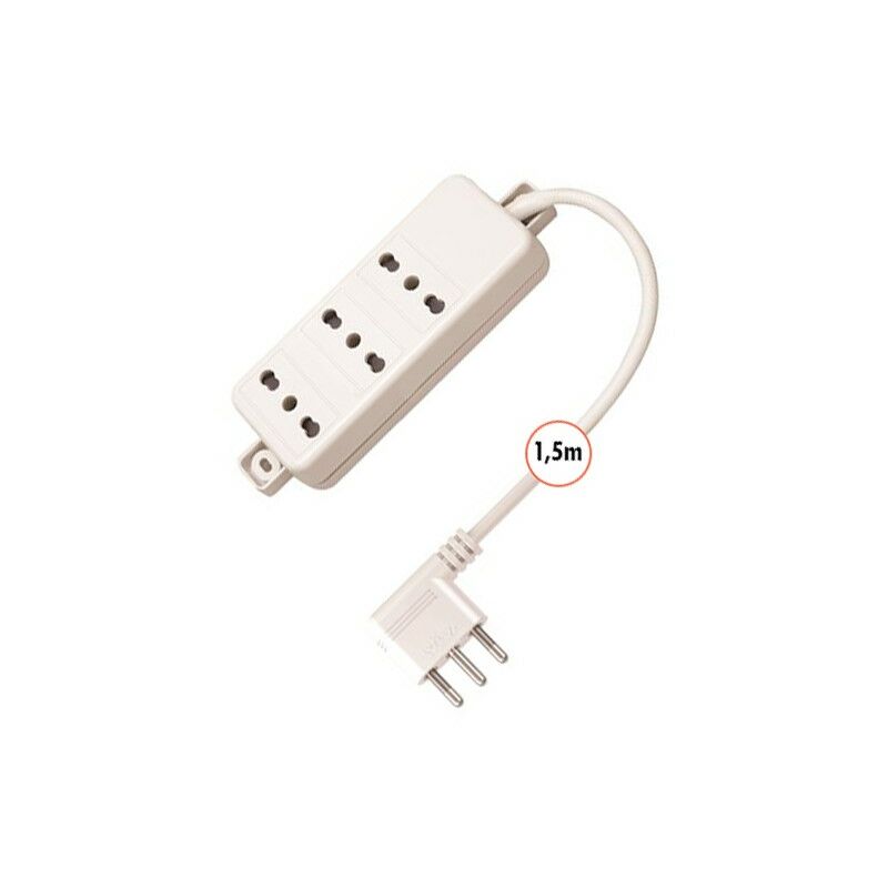 

Regleta multicontactos 3 lugares 10/16A Doble Paso con Cable 1,5m Blanco