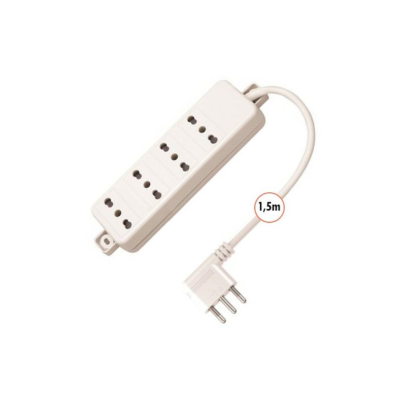 

Regleta multicontactos 4 lugares 10/16A Doble Paso con Cable 1,5m Blanco