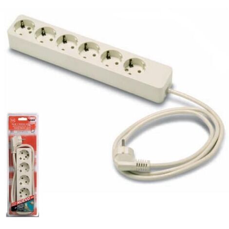 Regleta Múltiple 6 Tomas TT Blanca Famatel 2518 con Interruptor + 1,5m