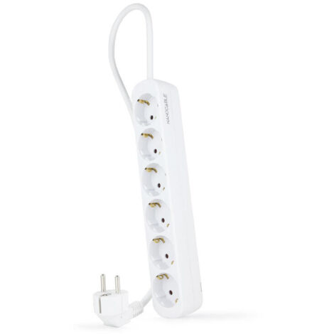 Regleta Nanocable 10.37.0006-NS/ 6 Tomas de Corriente/ Cable 1.4m/ Blanca