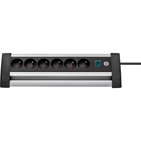 Regleta Office-Line Alu con interruptor - H05VV-F 3G1,5 6 tomas / 3m