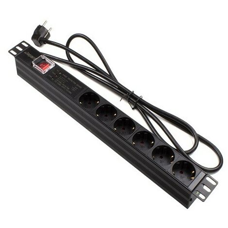 Regleta Rack 19" 6 X Schuko Con Interruptor Y Protección Lapara Networking