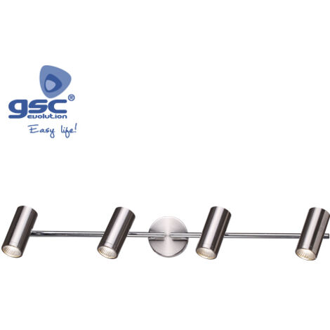 Regleta techo cuadruple GU10 Max.60W Niquel satin