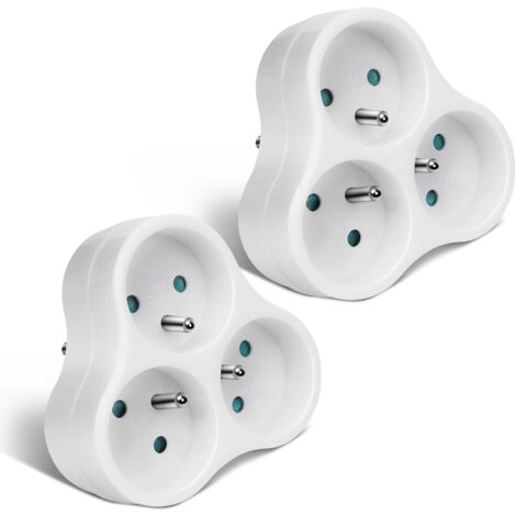 Regleta triangular triple 3 en 1 de 16 A, toma de corriente mural 3 en 1 con bloqueo de seguridad infantil integrado, ideal para dormitorio, oficina y hogar, 16 A, 230 V, color blanco.