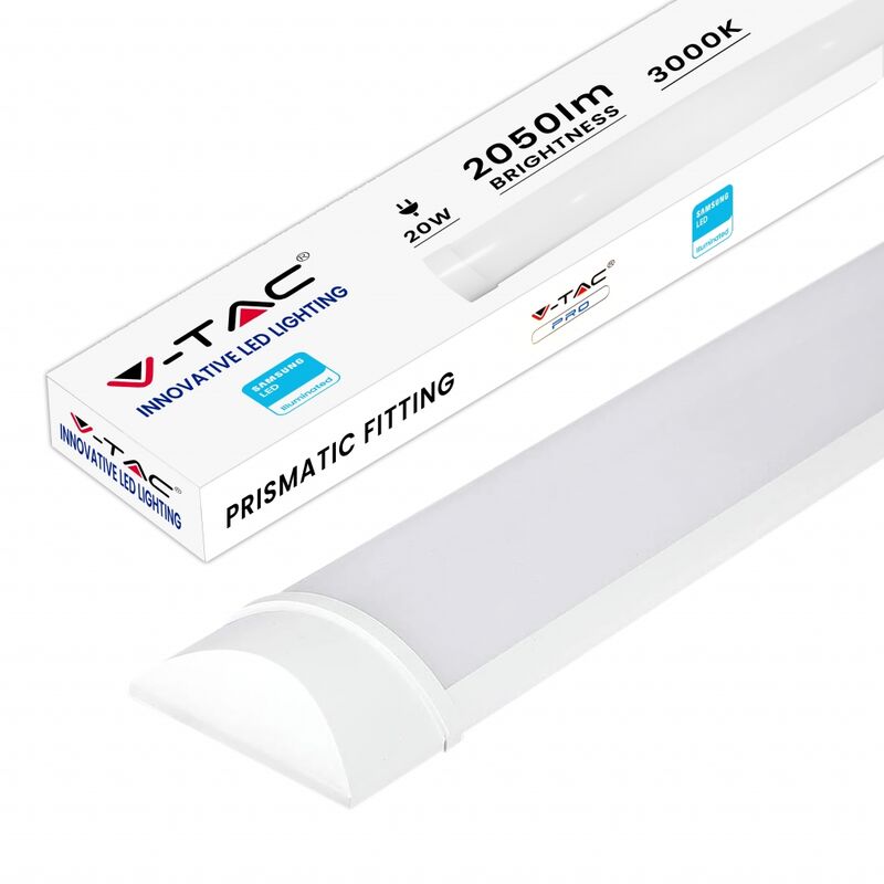 Réglette led plate 60cm 20W 120lm/W Samsung Chip V-tac pro VT-8-20 - 120 ° - Blanc chaud - 3000K Réglette led plate 60cm 20W 120lm/W Samsung Chip V-tac pro VT-8-20 - 120 ° - Blanc chaud - 3000K