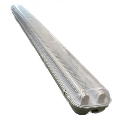 Reglette étanche LED 2x25W polycarbonate 1560x108mm grise équipée de 2 tubes T8 4000K 3100lm 230V diffuseur clair 230V IP65