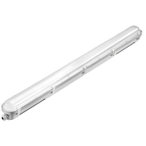 Reglette étanche LED 42W poly gris 1520x85x80mm 3000K 5900lm alim 230V diffuseur opale 115° IK10 IP66 TF104