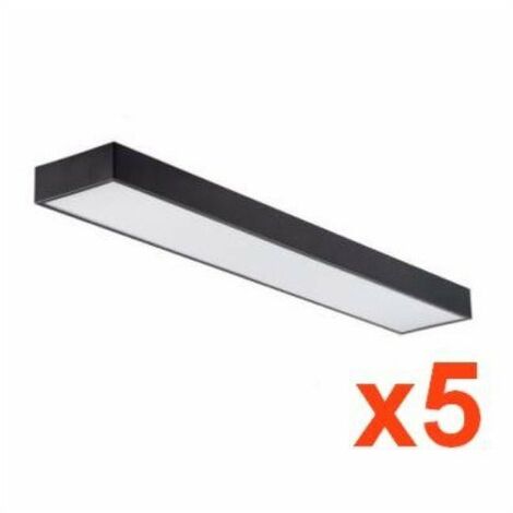 Réglette lumineuse LED 120cm 45W Suspendue NOIR (Pack de 5) - Blanc Froid 6000K - 8000K