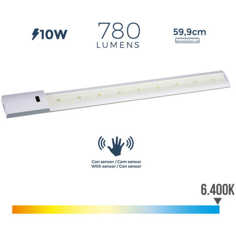 Réglette Led Avec Détecteur De Mouvement 10w 780lm 6400k Lumiere Froide 5,5x59,9cm Edm