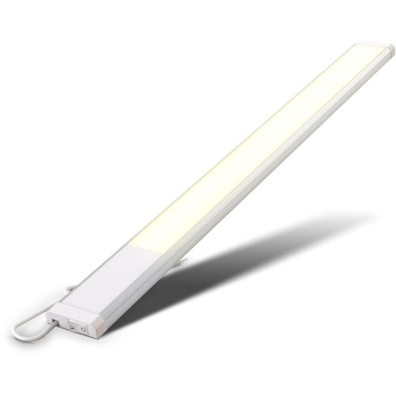 B.k.licht - réglette led, platine led 10W intégrée, 1100 Lumen, longueur 57,5cm, blanc chaud 3000K, IP20, éclairage cuisine atelier plan de travail