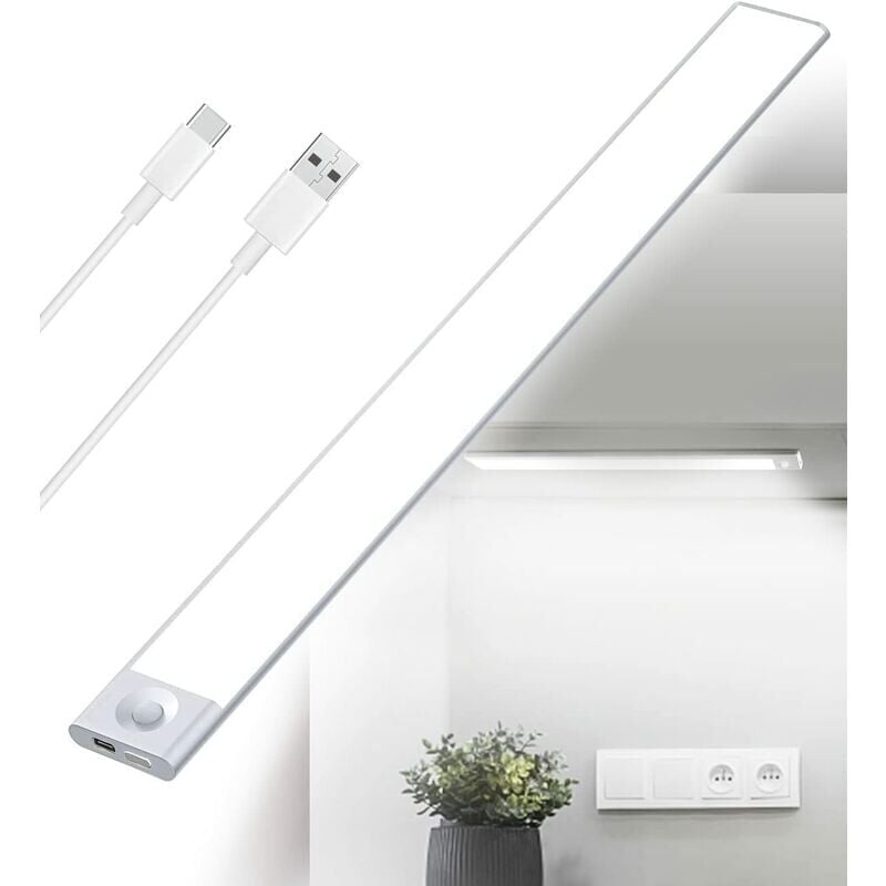 Réglette et spot de cuisine et meuble Reglette led Cuisine Sous Meuble Rechargeable usb, 2500mAh 40cm Dimmable Lampe Placard Detecteur de Mouvement