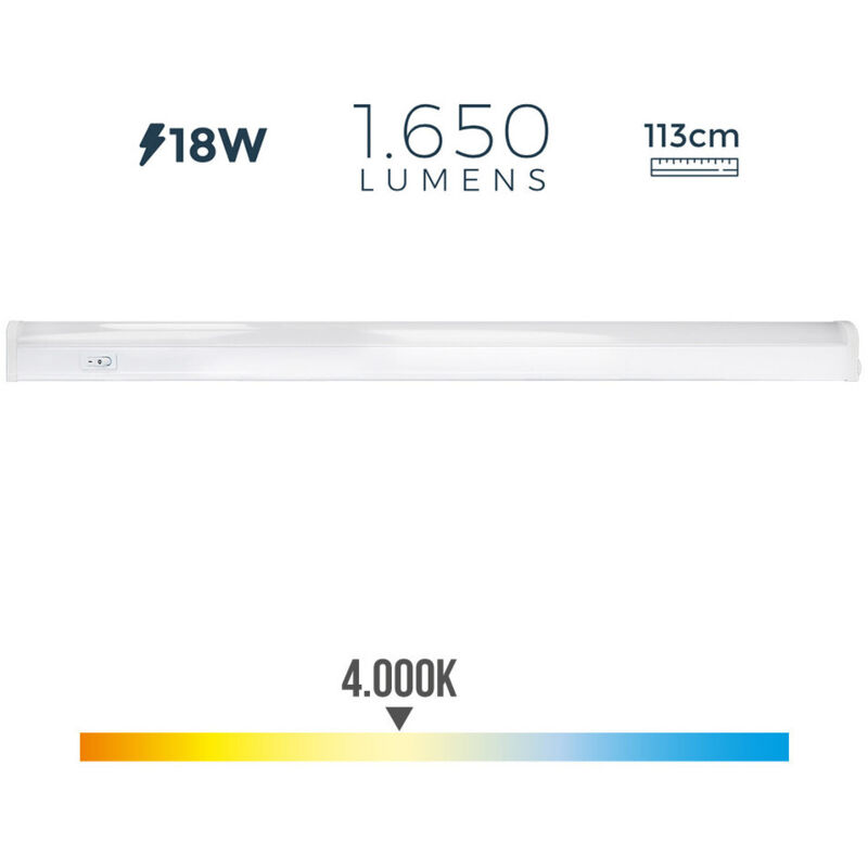 EDM - Réglette led connectable 113cm - 18W - 1650lm - 4000K - 31697