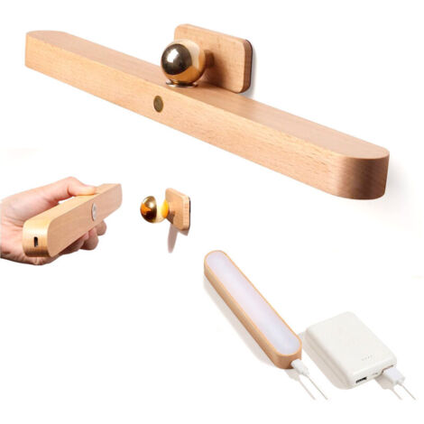Réglette LED en Hêtre Rechargeable ALOVEZ     Éclairage Tactile et Nomade