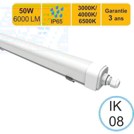 LUTECE-ARC Réglette LED étanche IP65 50W 6000lm - 3CCT - traversant - garantie 3 ans