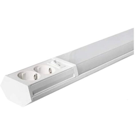 Reglette LED MEGAMAN 9W 900Lm Blanc 2 Prises Intégrées