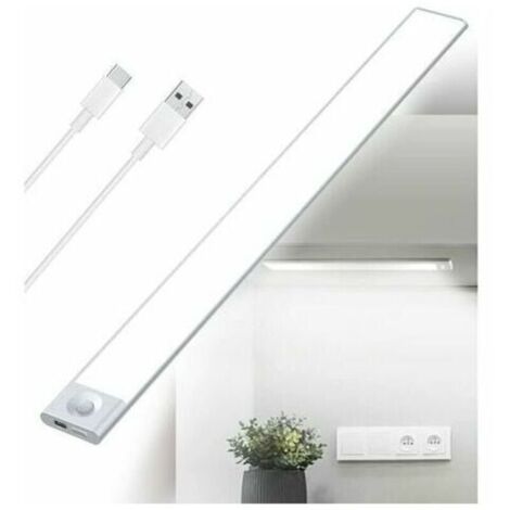 Réglette LED rechargeable USB 40 cm – Lumière tricolore dimmable – Détecteur de mouvement PIR – Autonomie jusqu'à 15h - 2500mAh