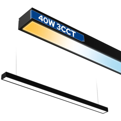 Réglette Linéaire LED 40W FORTIS - 118cm - Noir - 3CCT (3000K-4000K-6400K) - Haute Luminosité 3200lm - Horoz Electric