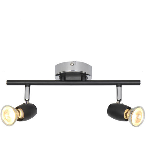 Réglette ou plafonnier moderne Alliage 2 ampoules métal noir chromé LED