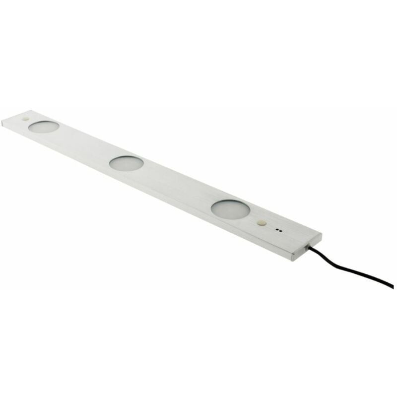 Réglette LED ultraplate 3 spots 6,2W + détecteur de mouvement - Inox brossé - Zenitech