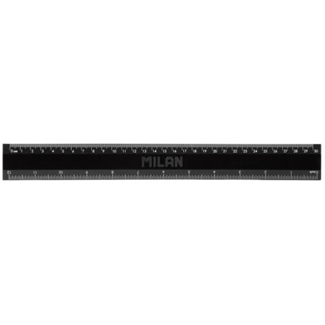 Regola da 30 cm con misure in cm e pollici serie "Shadow" in plastica colore nero MILÁN