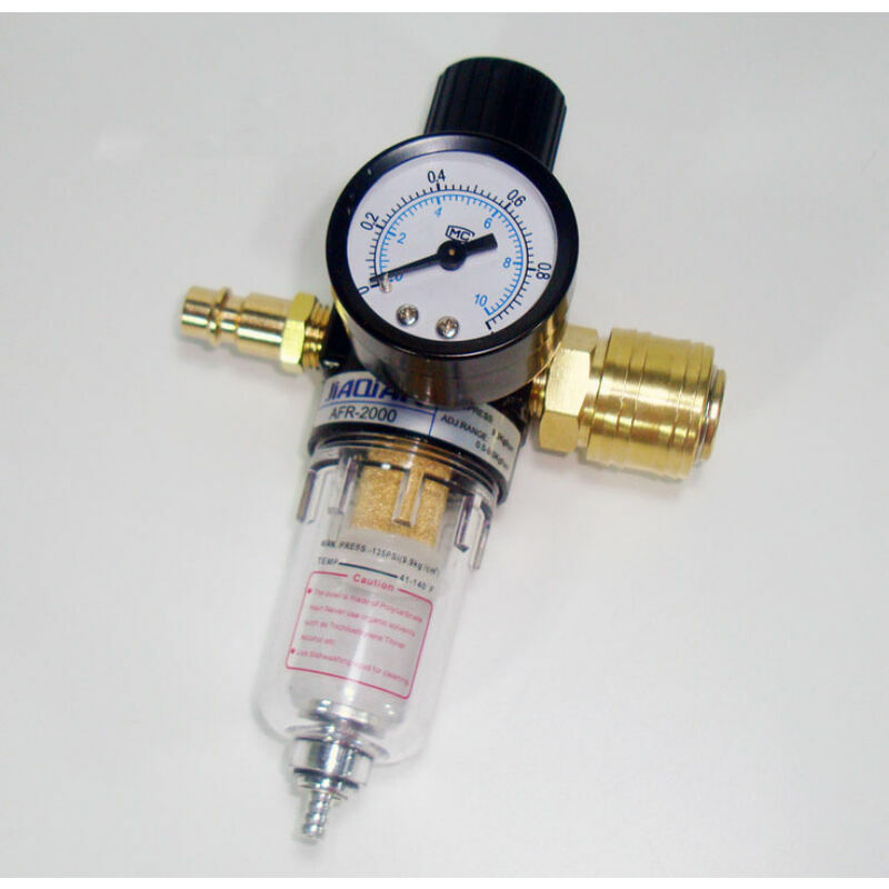 Image of Regolatore d'aria 1/4, 1/4 - Filtro aria - Compressore di umidità - Separatore acqua e olio - Regolatore di pressione - Lubrificante per compressore
