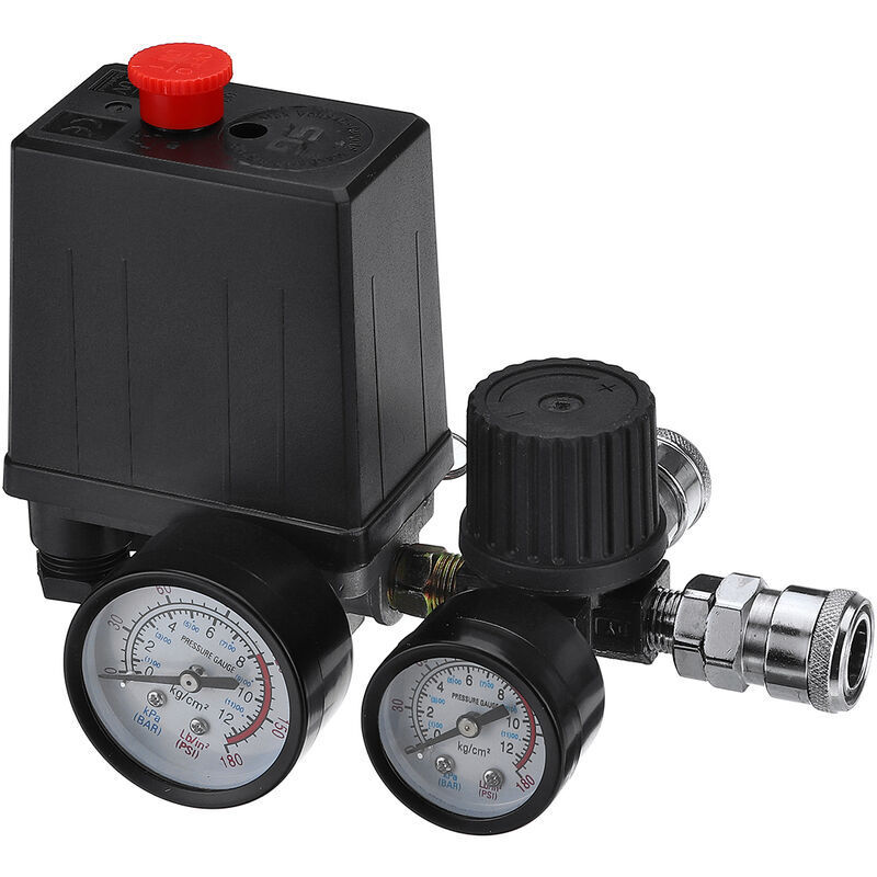 Image of Ymyny - Regolatore della valvola di controllo dell'interruttore della pressione del compressore d'aria 220V 0-180 psi con connettore rapido (220V)