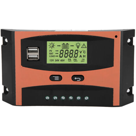 Regolatore di carica per pannelli solari MPPT da 12V/24V con display LCD e controller per batterie automobilistiche da 60A.