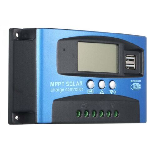 Regolatore di carica per pannello solare MPPT 12V/24V, regolatore di batteria intelligente con doppia porta USB da 5V, display LCD, protezione da sovracorrente, 30A - 30A