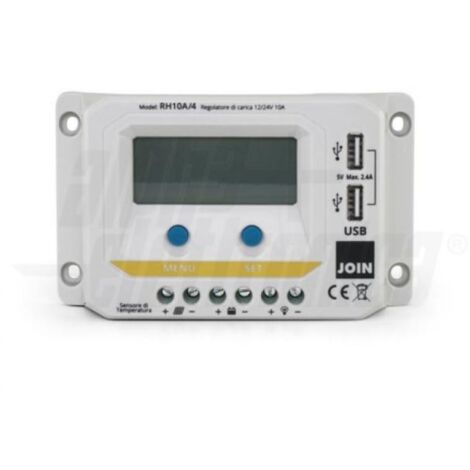 Regolatore di carica pwm 12-24v 10a alpha elettronica rh10a/4