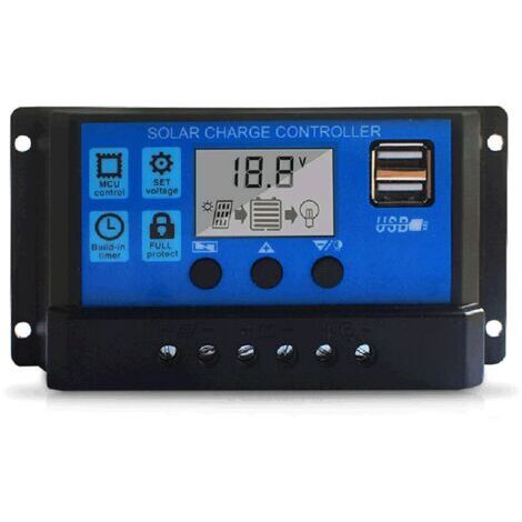 Regolatore di carica solare da 100 A, regolatore di batteria intelligente con porta USB integrata nel pannello, controller multifunzione regolabile per illuminazione stradale con schermo LCD.