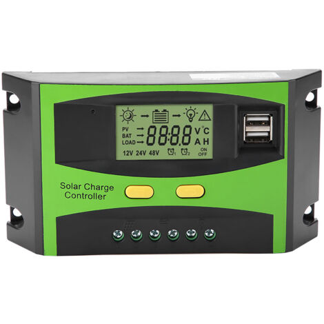Regolatore di carica solare intelligente PWM a doppia porta USB con display LCD, 12 V/24 V, 20 A