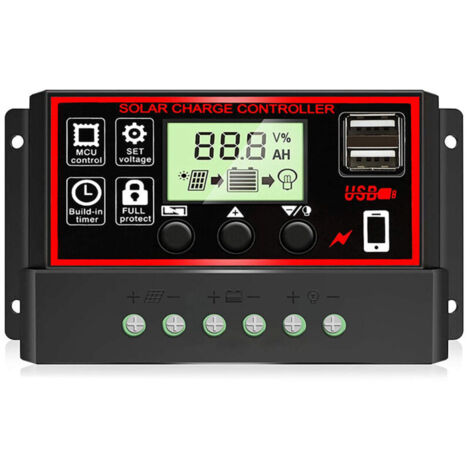 Regolatore di carica solare MPPT dinamico, regolatore di batteria 12V/24V, doppia porta USB