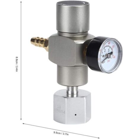 Regolatore di pressione CO2, mini regolatore di gas CO2 2 in 1 e manometro per soda con adattatore da 3/8" a TR21.4 per SodaStream
