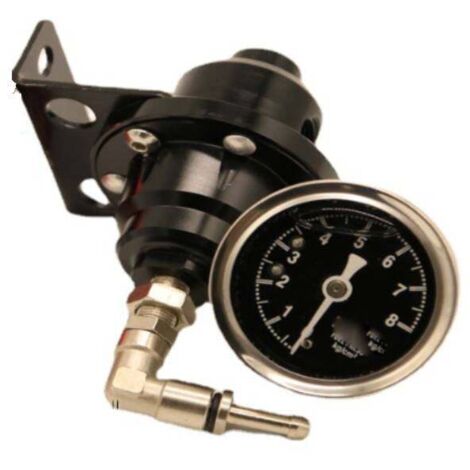 Regolatore di pressione del carburante regolabile in lega di alluminio, regolatore di pressione del carburante regolabile per autoveicoli con manometro (nero)