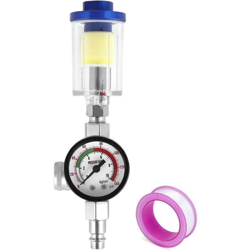 Image of Regolatore di pressione dell'aria per pistola a spruzzo + filtro separatore per olio e acqua + filettatura standard da 1/4", max 140 psi
