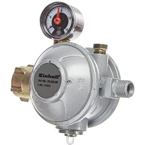 Regolatore di Pressione Interna Einhell da 50 mbar con Manometro e Protezione da Surriscaldamento per Forni a Gas da Interno, Compatibile con Gasheiz�fen in Ambienti Interni