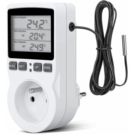 Regolatore di temperatura digitale, presa termostato per riscaldamento e raffreddamento Regolatore di temperatura LCD, 250v (presa Fr)