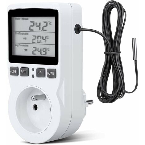 Regolatore di temperatura digitale Riscaldamento Raffreddamento Termostato Presa 230V LCD Regolatore di temperatura per serra Farm Termostato/termostato da terrario (presa)