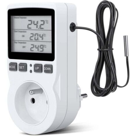 Regolatore di temperatura digitale, spina termostato per riscaldamento e raffreddamento, regolatore di temperatura LCD, 200 V-250 V per il controllo della temperatura in fattoria