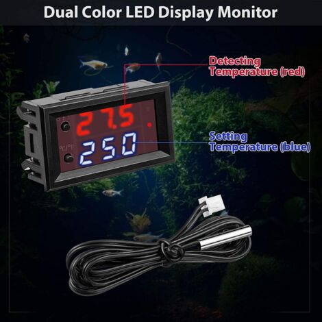 Regolatore di temperatura programmabile DC 12V - 50110℃ con display LED rosso/blu Modulo di controllo del termostato di riscaldamento/raffreddamento con sonda sensore impermeabile NTC 10K