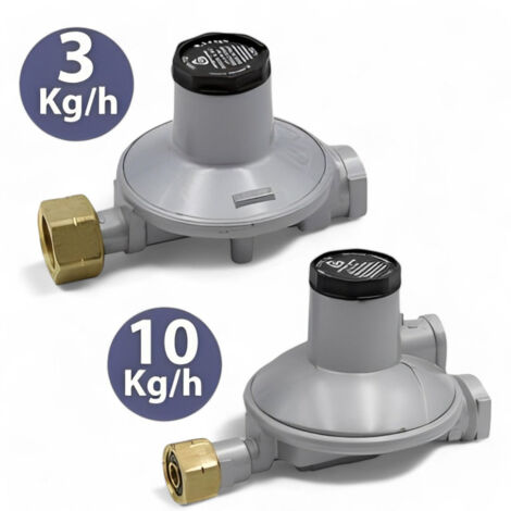 Regolatore gas bassa pressione con codolo con uscita 3/8 F - 10 Kg