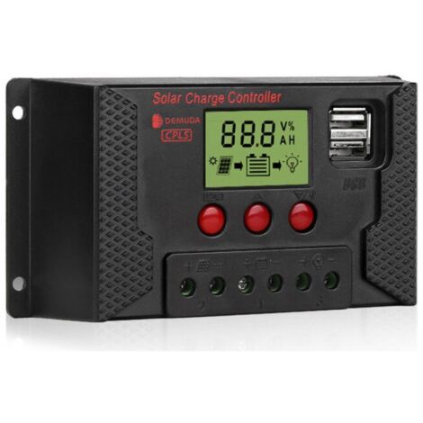 Regolatore per pannello solare KZQ 30A, regolatore di batteria intelligente 12V 24V, regolatore per pannello solare con display LCD regolabile, doppia porta USB