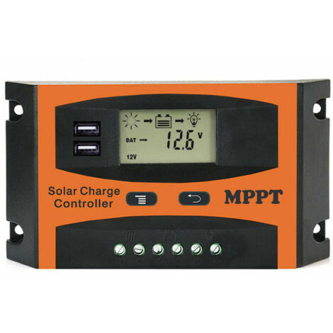 Regolatore solare ed eolico Regolatore solare Riconosciuto automaticamente 12 Voltaggio/24 Voltaggio Pannello solare Regolatore batteria Doppio display LCD Regolatore solare USB, 30A