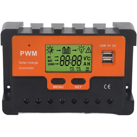 Regolatore solare PWM 50A 12V 24V 48V Selezione manuale Regolatore di carica a 3 stadi con 2 USB per uscita RV 5V