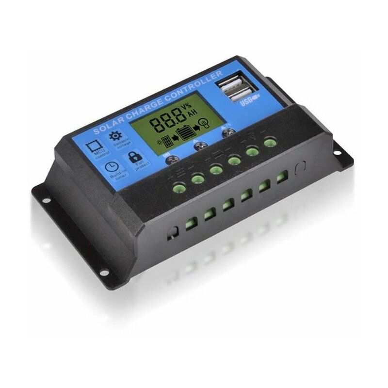 

Regulador Carga Solar 10Amp 12/24Vdc Con LCD 2-USB