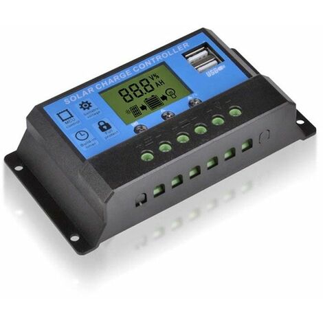 Regulador Carga Solar 10Amp 12/24Vdc Con LCD 2-USB