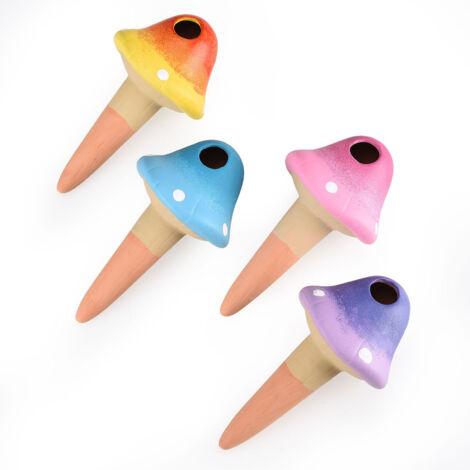Regulador de autorriego para plantas en maceta, fabricado en arcilla porosa, 4 piezas, multicolor, 8,2 x 16,2 cm, capacidad de 150 ml [Decoración y riego automático]