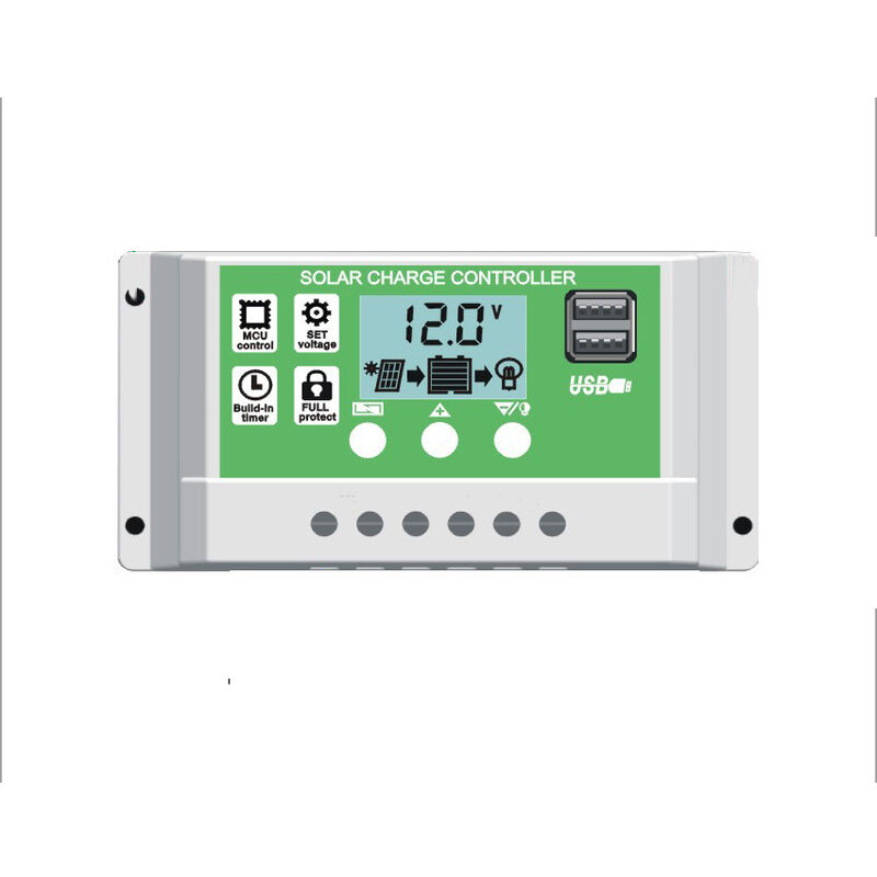 

Regulador de batería del panel del controlador USB de carga dual solar PWM de 12V / 24V 20A (solo controlador solar 20A)